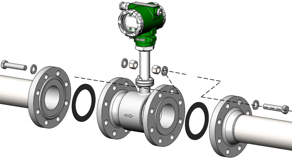 Схема монтажа преобразователей фланцевого исполнения.